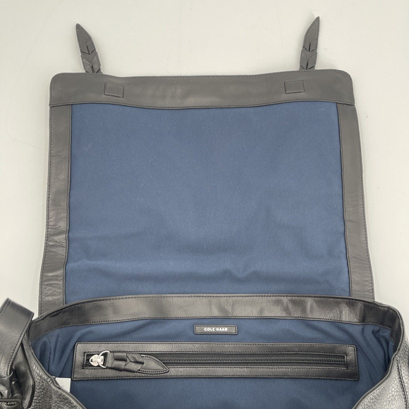 Cole Haan Messenger‎ Bag Black Pebble Leather CHRM11002 Storage Cover - Picture 6 of 10